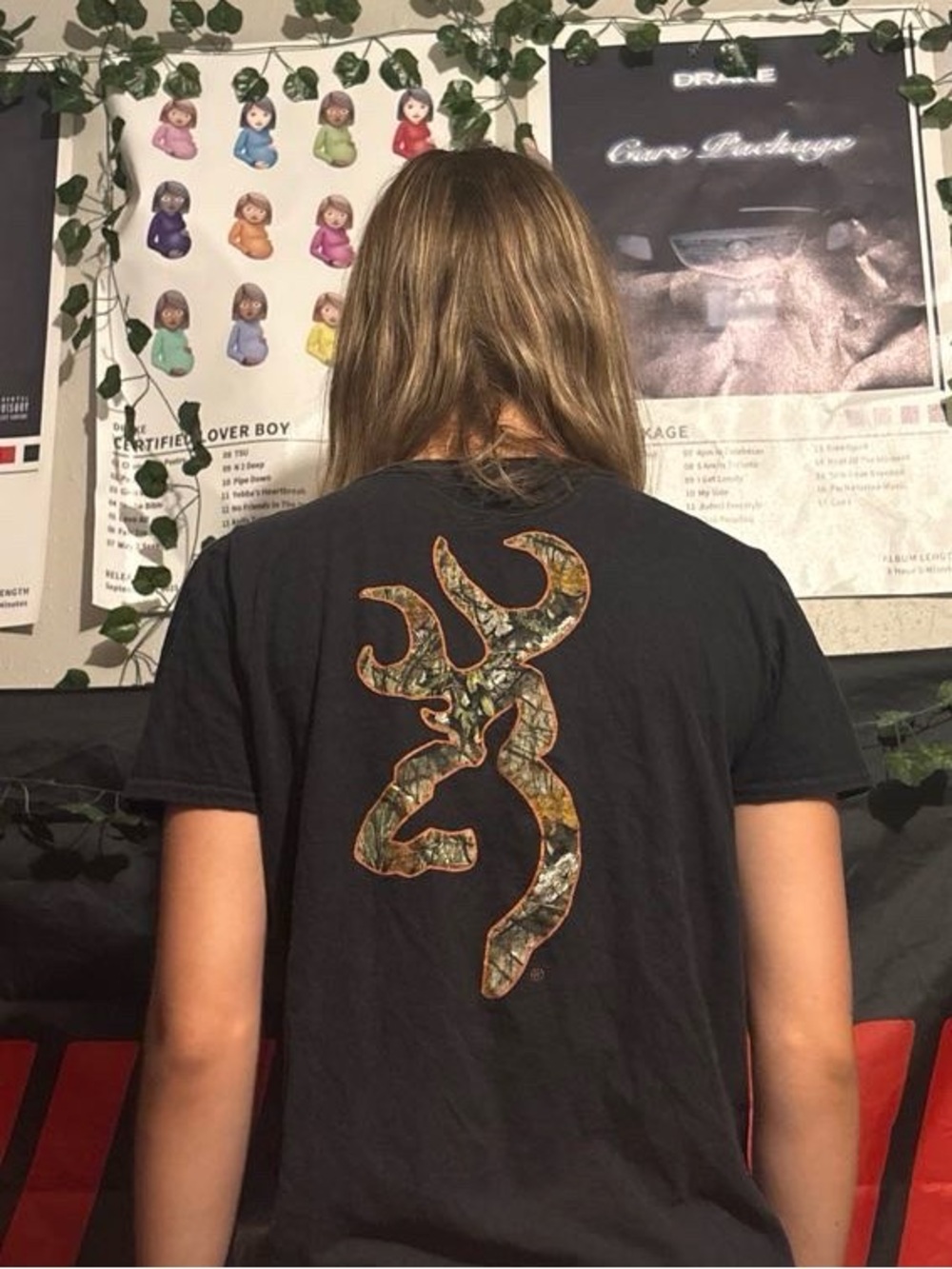 Browning Black Tee with Camo Buckmark